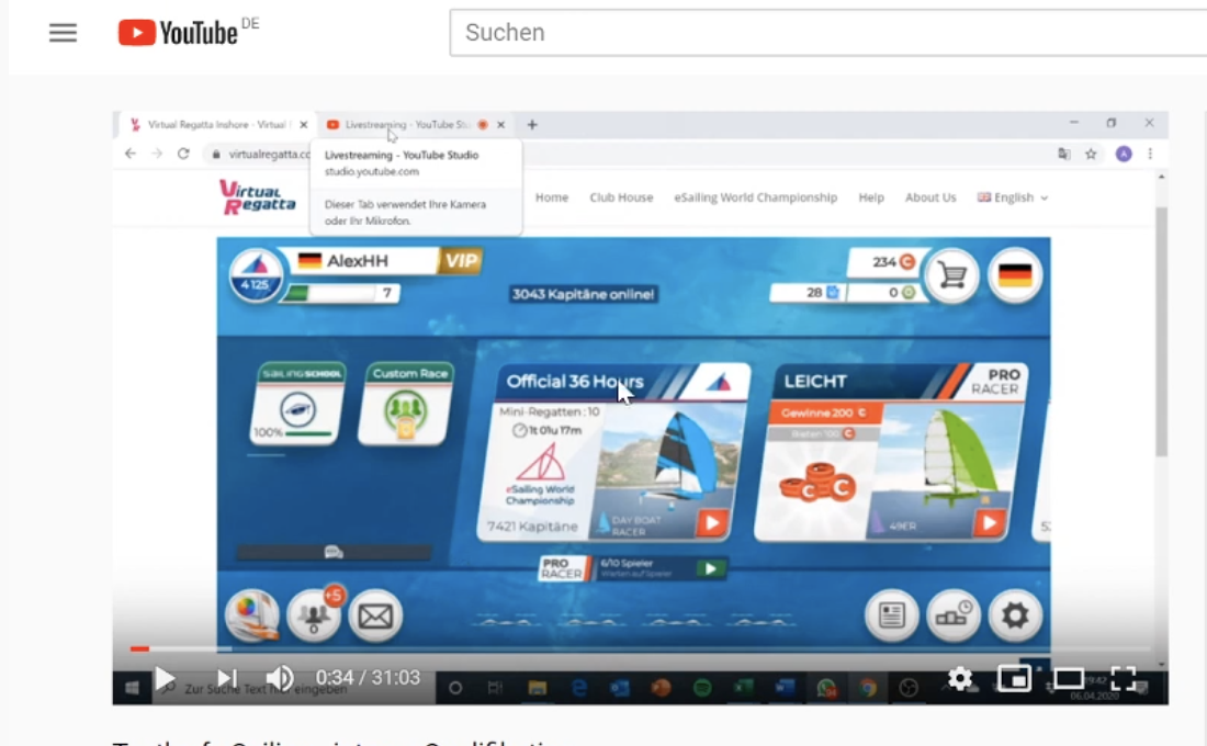 MSC YouTube channel startet / Livestream zur E Sailing Bundesliga Ausscheidung /